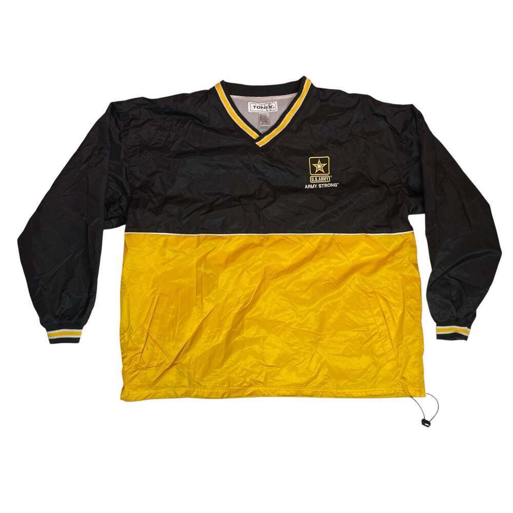 U.S. Army Army Strong Pullover Windbreaker Jacket Black Yellow Mens 2XL
